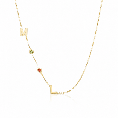 Collar personalizado con inicial lateral y piedra natal