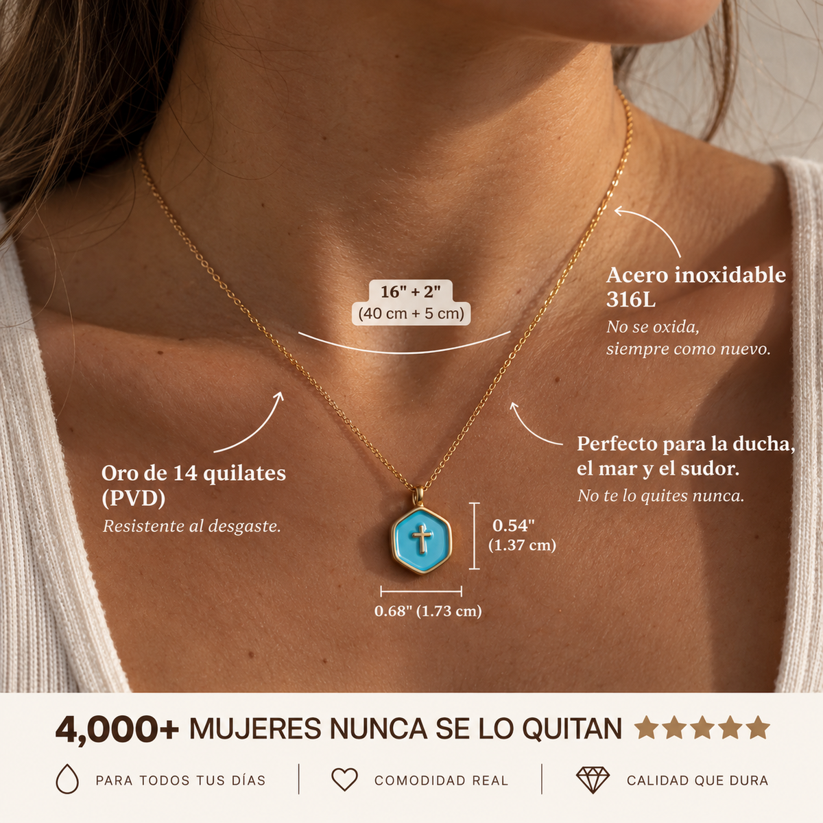 Collar de Cruz Agua Viva
